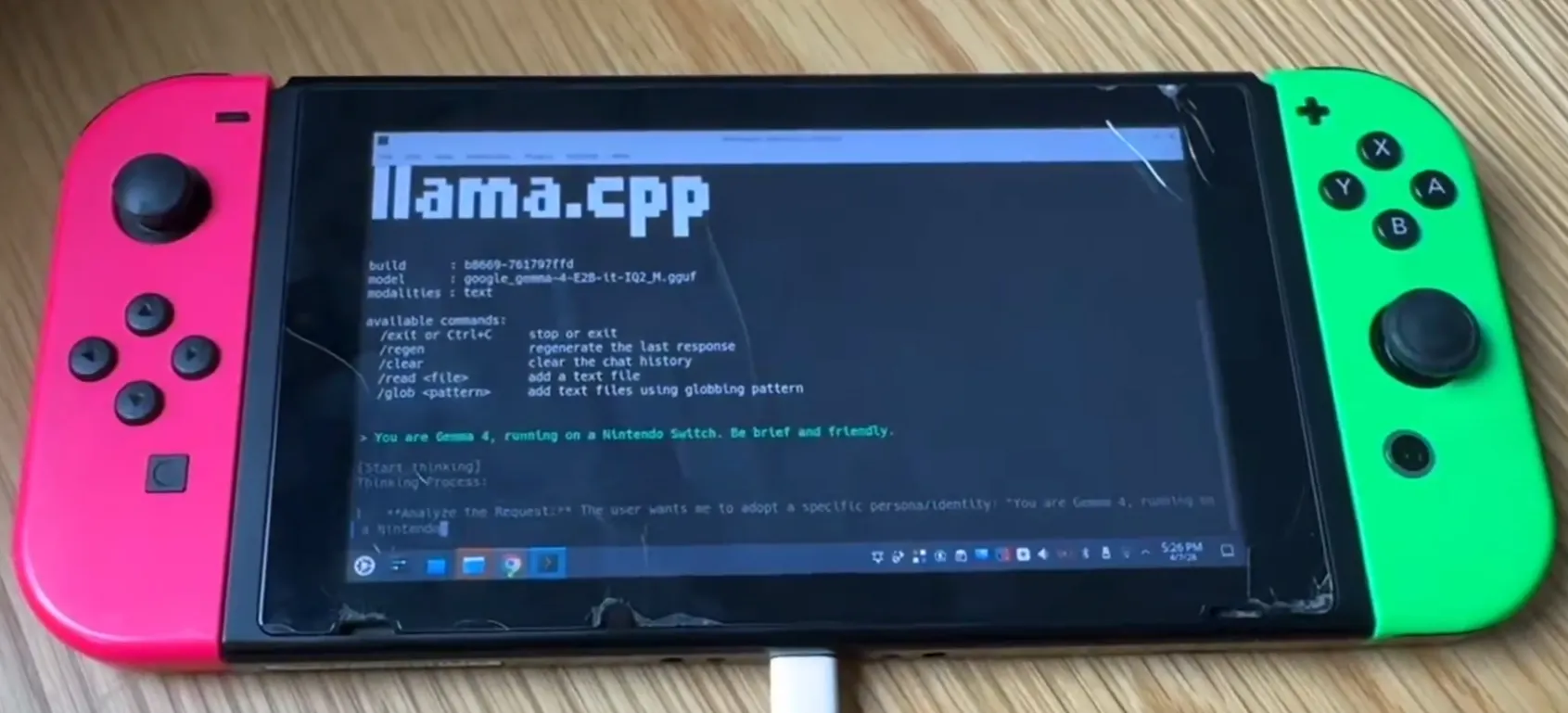 Gemma 4 running on a Nintendo Switch