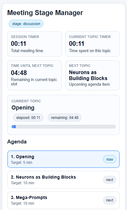 WebRTC stage manager interface